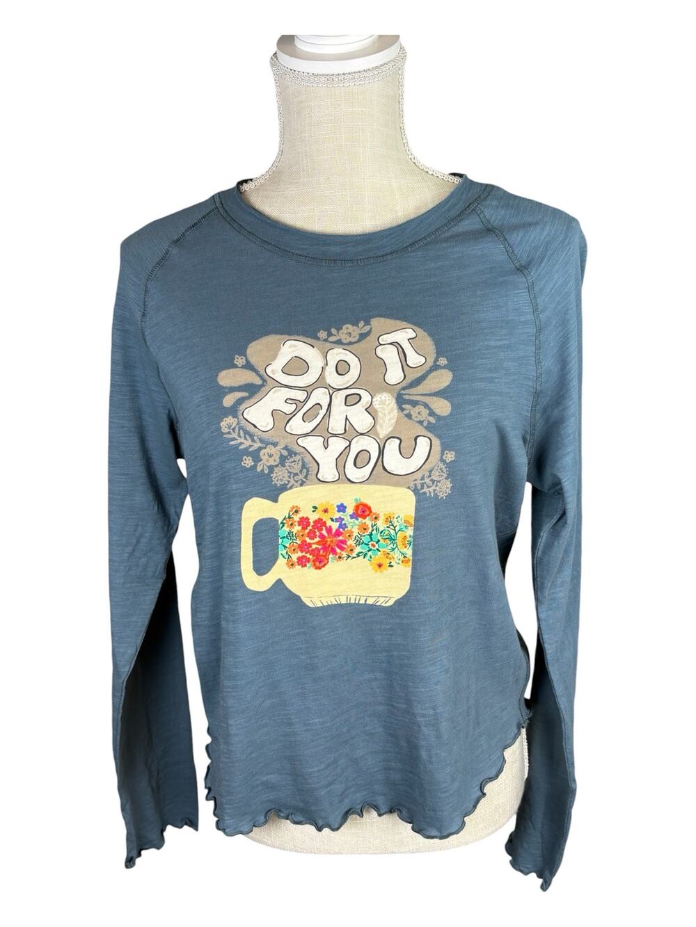 NWT Natural Life Long Sleeve Graphic T-shirt Do It For You Women's M Coffee Mug
